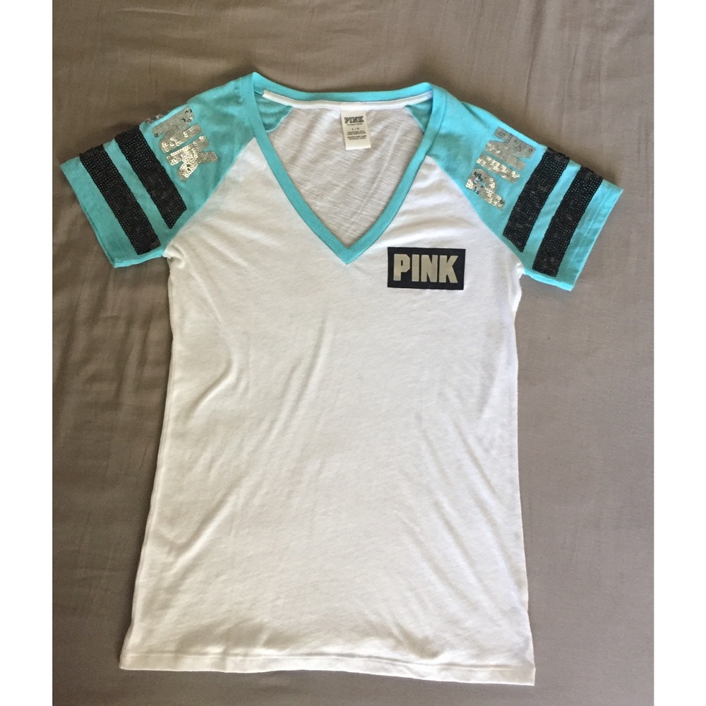 Victoria’s Secret PINK Sequin Short Sleeve V Neck